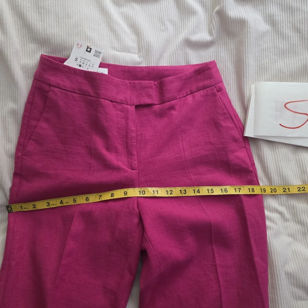 Zara High-waisted Slim Linen Pants Fuschia ZW COllection Bnwt